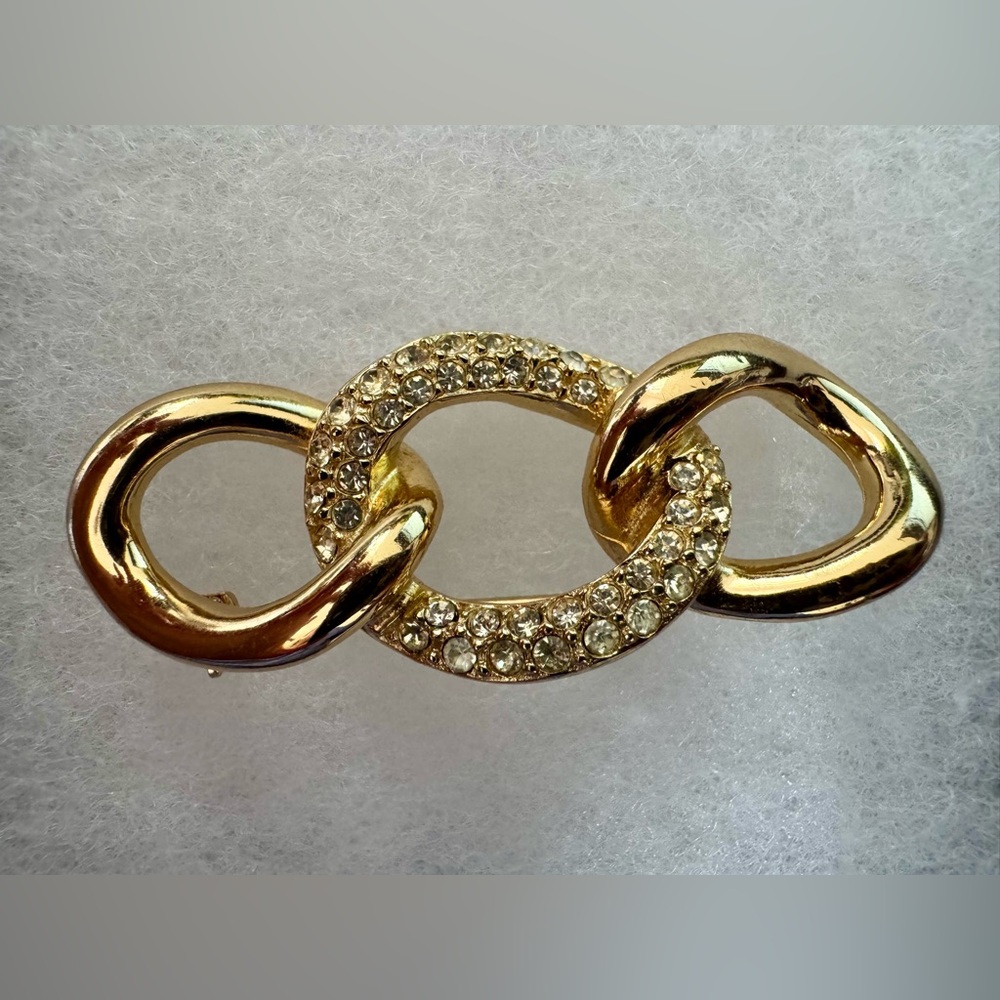Authentic Christian Dior Gold crystal vintage brooch